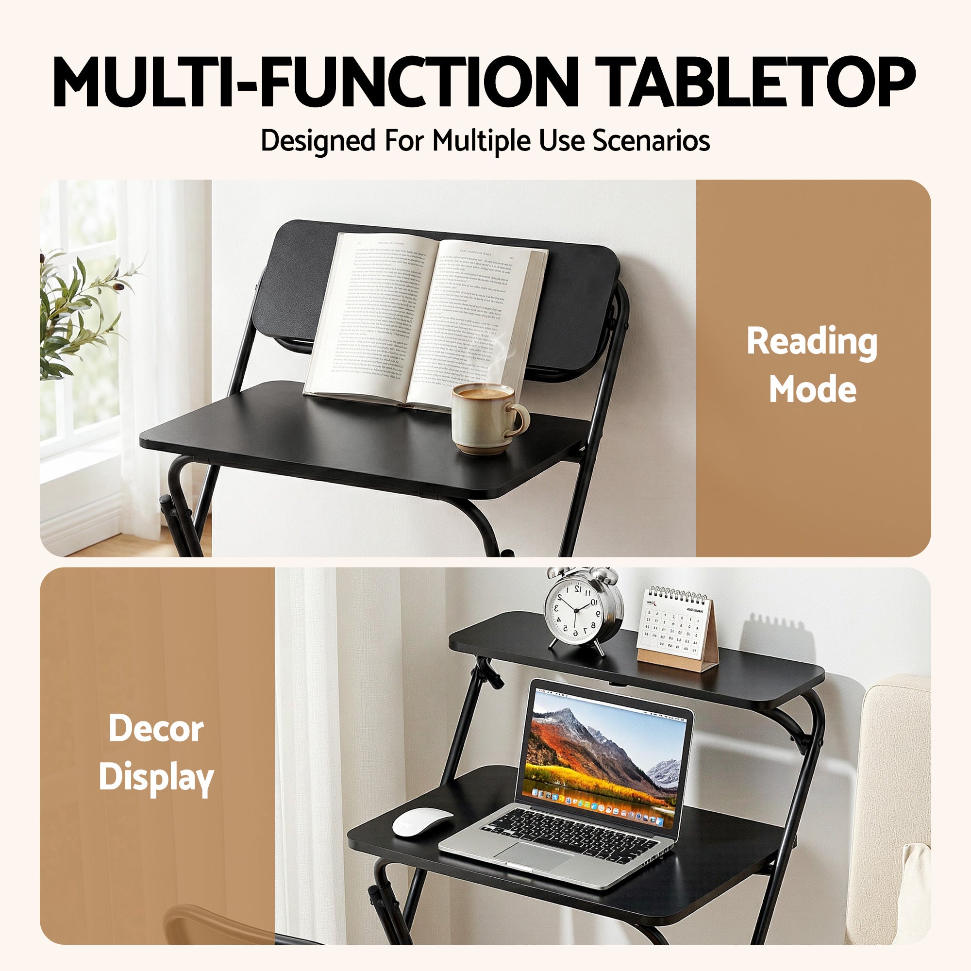 Artiss Laptop Desk Foldable Study Desk Home Office Black-Electronics > Computers & Tablets > Desktops & Accessories-PEROZ Accessories