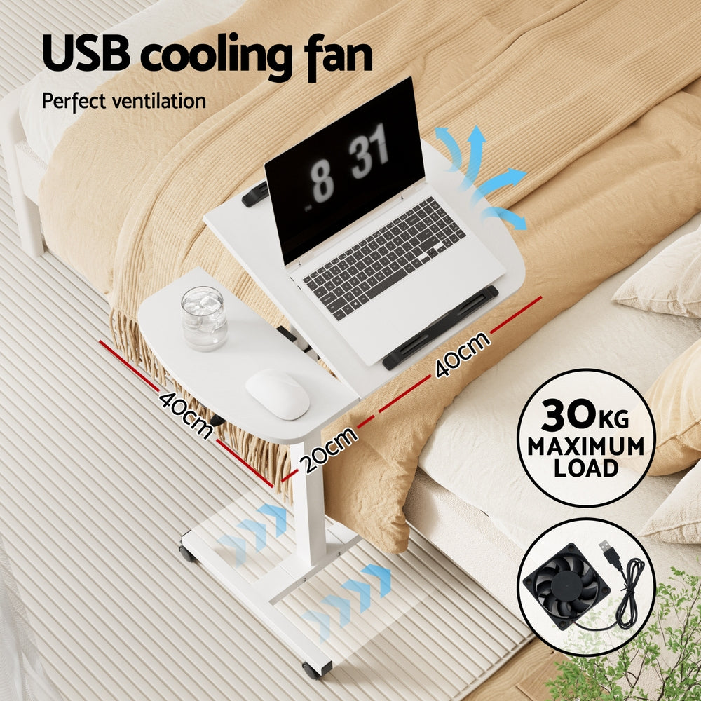 Artiss Laptop Desk Table Fan Cooling White 60CM-Furniture > Office-PEROZ Accessories