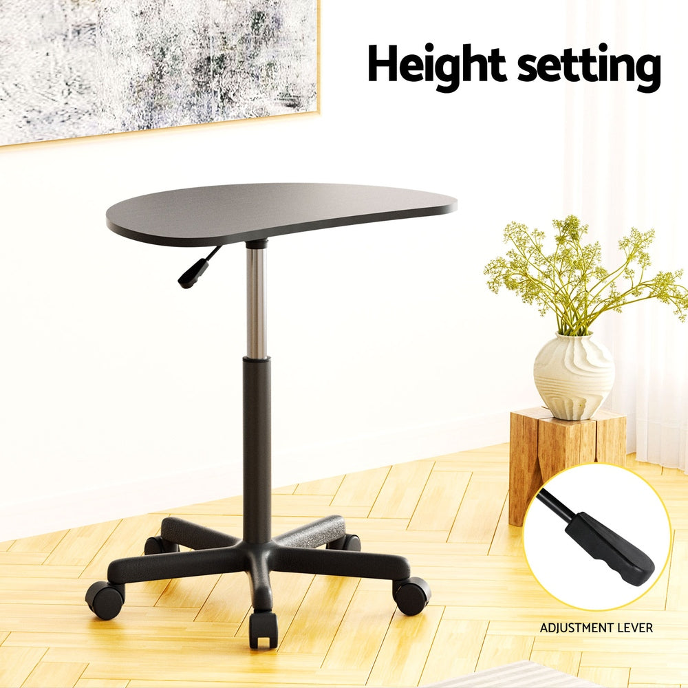 Artiss Laptop Desk Portable Height Adjustable Table Caster Wheels 60CM Black-Furniture > Office-PEROZ Accessories