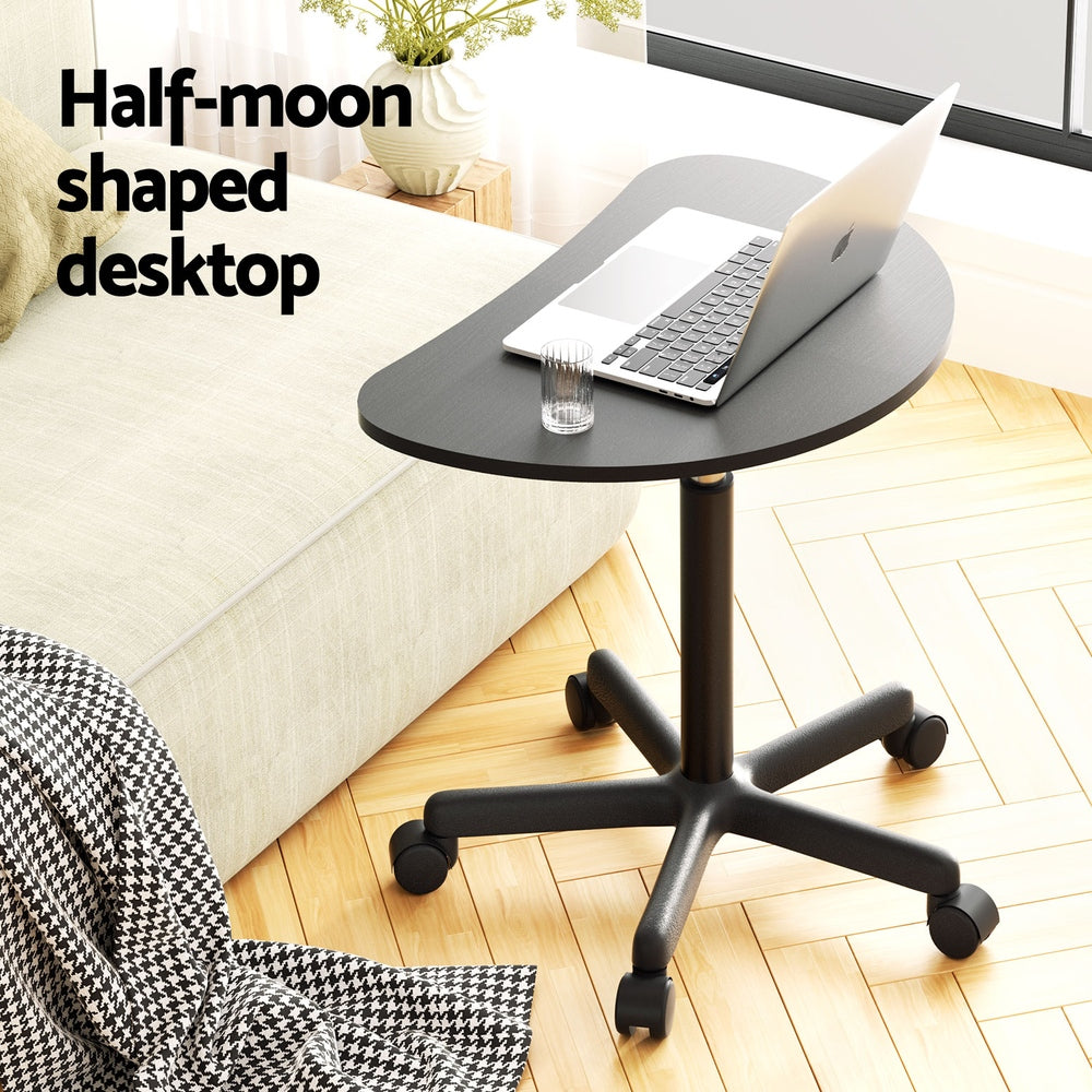 Artiss Laptop Desk Portable Height Adjustable Table Caster Wheels 60CM Black-Furniture > Office-PEROZ Accessories