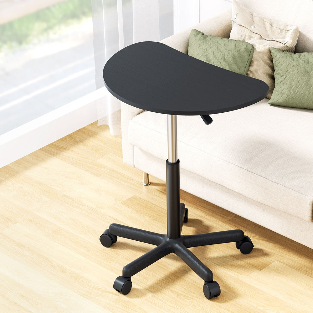 Artiss Laptop Desk Portable Height Adjustable Table Caster Wheels 60CM Black-Furniture > Office-PEROZ Accessories
