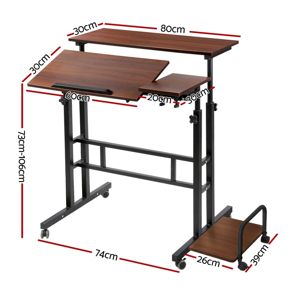 Artiss Laptop Desk Table Adjustable Dark Wood 80CM-Furniture > Office-PEROZ Accessories
