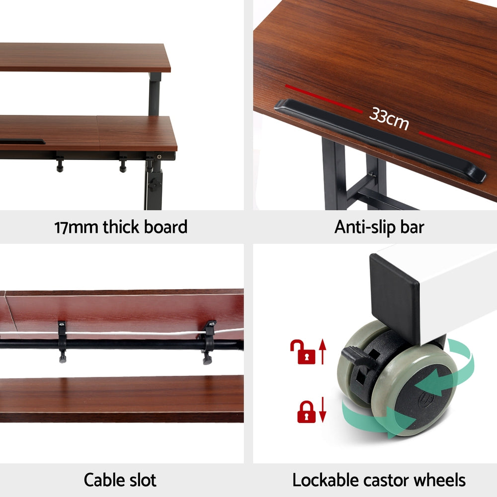 Artiss Laptop Desk Table Adjustable Dark Wood 80CM-Furniture > Office-PEROZ Accessories