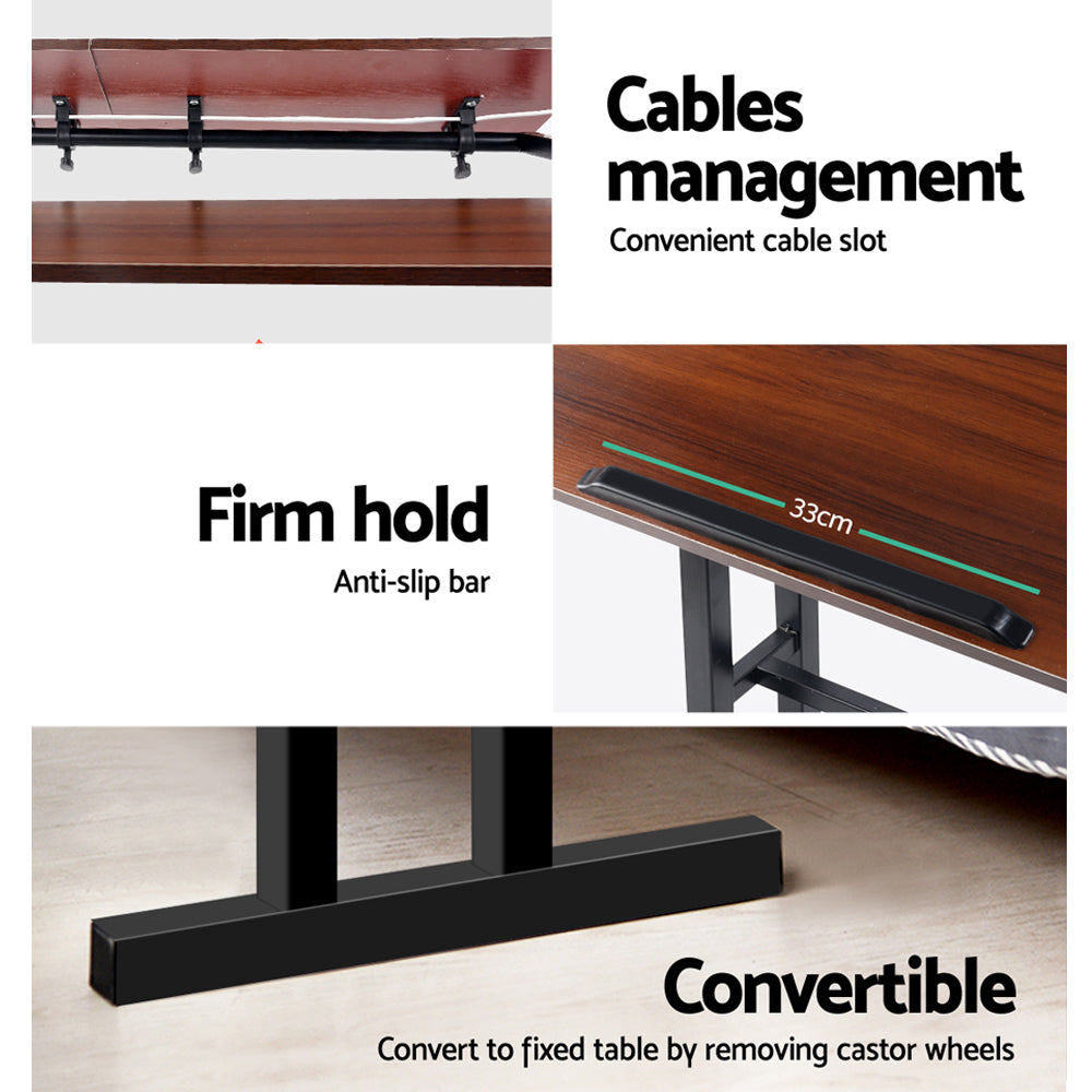 Artiss Laptop Desk Table Adjustable Dark Wood 80CM-Furniture > Office-PEROZ Accessories
