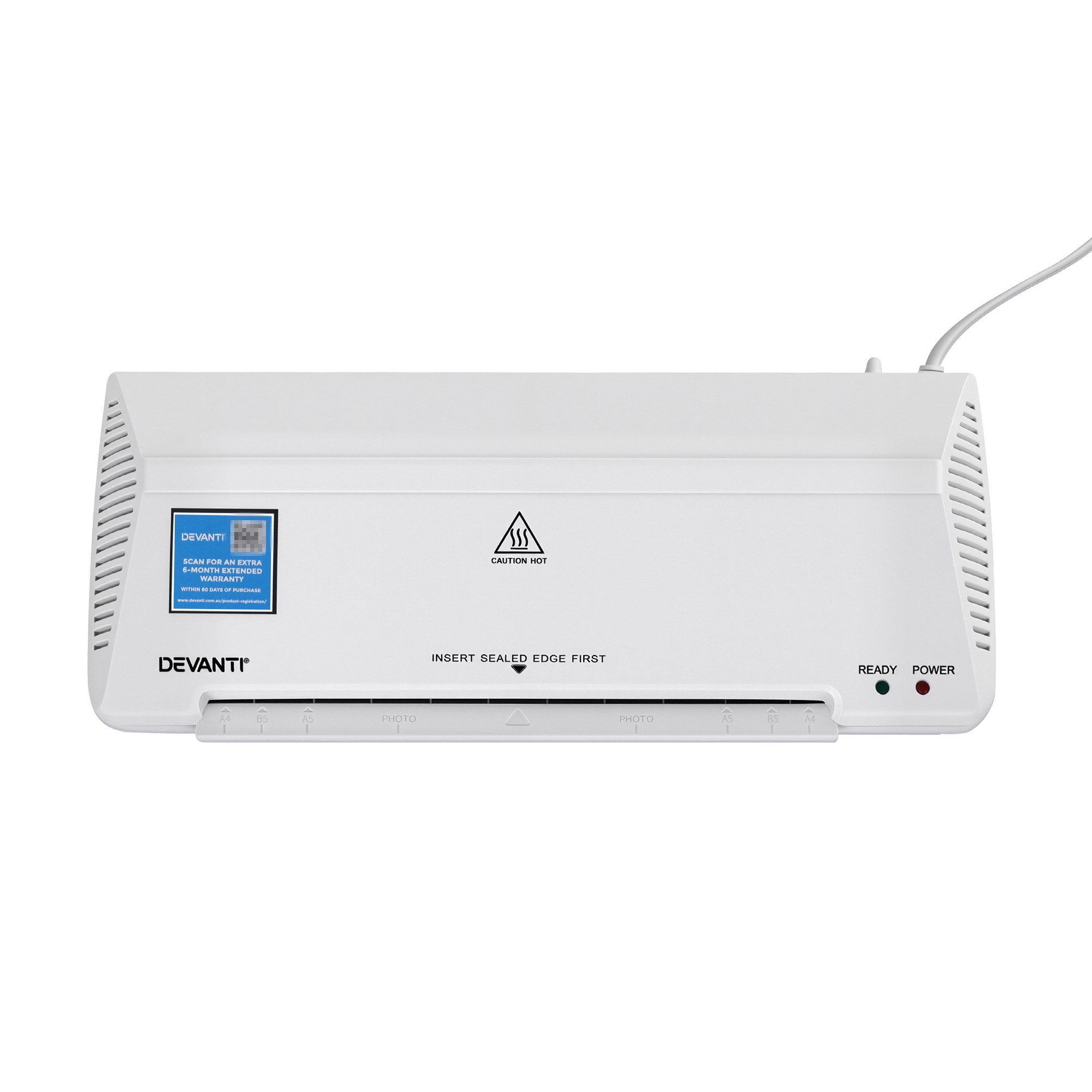 Devanti A4 Laminator Machine, Hot & Cold Thermal Fast Lamination Anti-Jam Laminator for Office School Home Document Photo Card Handmade A4 A5 A6, White-Home & Garden > Home Office Accessories > Laminators-PEROZ Accessories