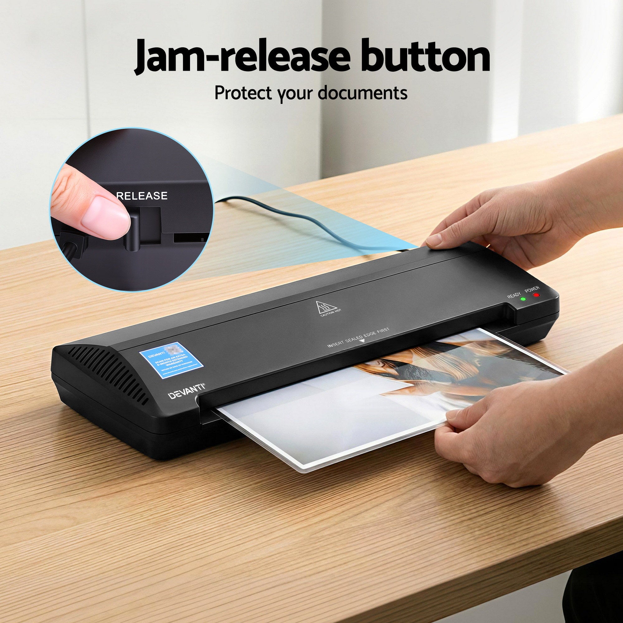 Devanti A3 Laminator Machine, Hot & Cold Thermal Fast Lamination Anti-Jam Laminator for Office School Home Document Photo Card Handmade A3 A4 A5 A6, Black-Home & Garden > Home Office Accessories > Laminators-PEROZ Accessories