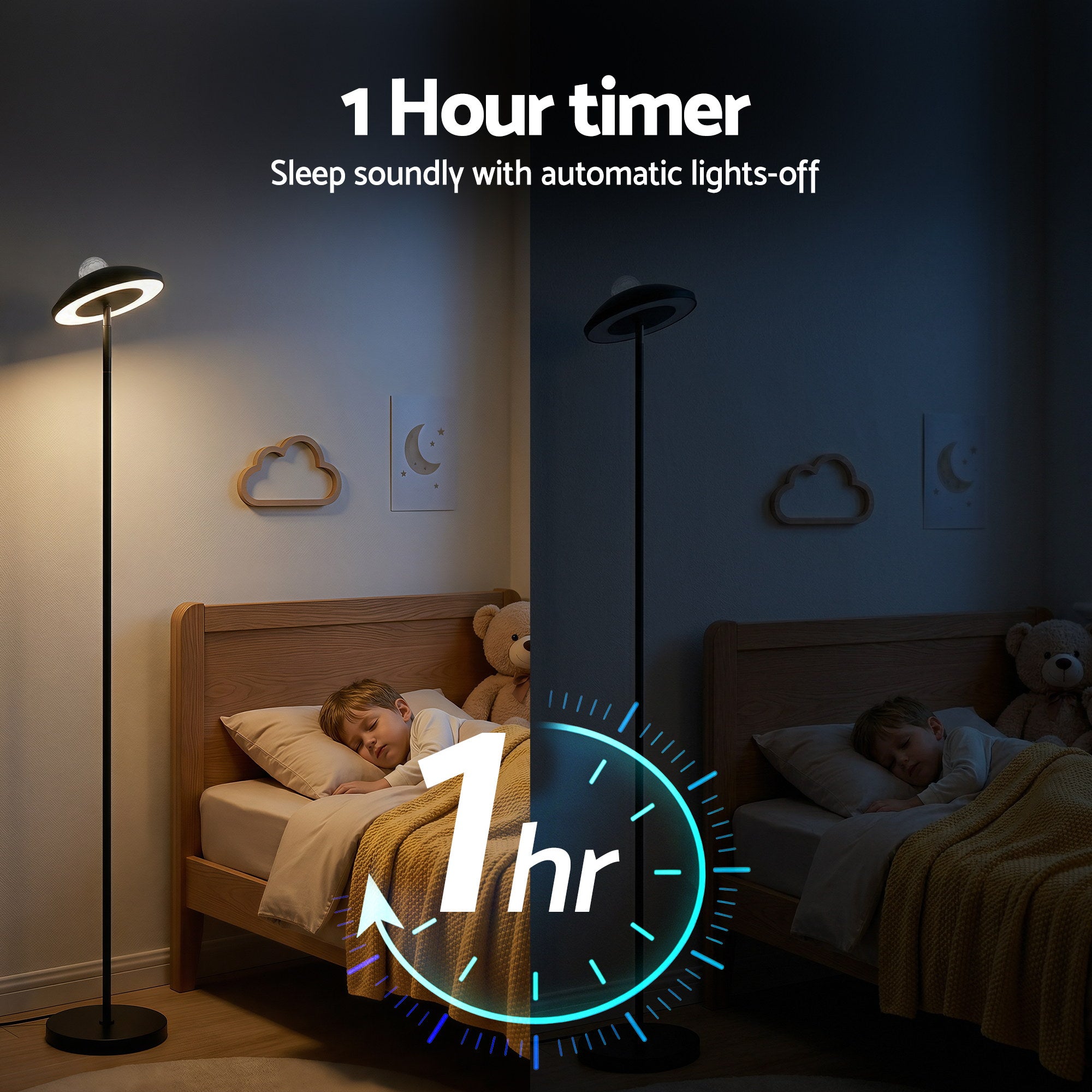 Artiss 2-in-1 LED Floor Lamp with Galaxy Projector &Remote, 178cm Tall Torchiere Standing Light with Dynamic RGB Aurora Stepless 4 Colour Temperatures, 1H Timer for Living Room, Bedroom Kids Room-Home & Garden > Lighting > Floor Lamps-PEROZ Accessories