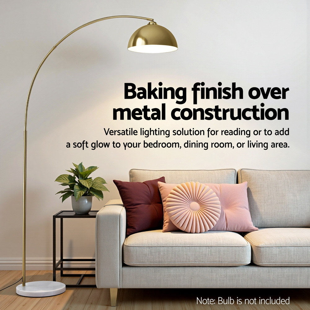 Artiss Modern Arched Floor Lamp Gold Brass Standing Heavy-Duty Marble Base for Living Room Bedroom-Home & Garden > Lighting > Floor Lamps-PEROZ Accessories