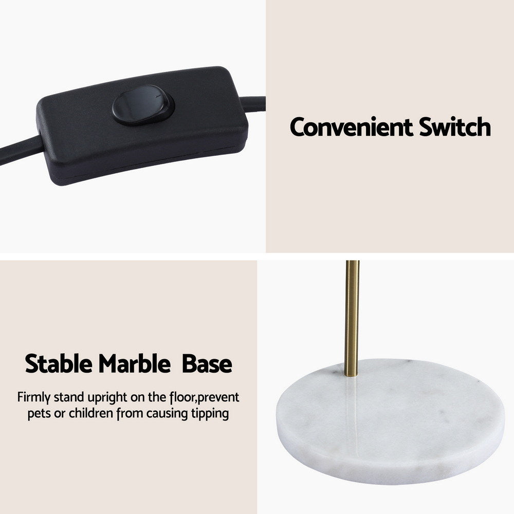 Artiss Modern Arched Floor Lamp Gold Brass Standing Heavy-Duty Marble Base for Living Room Bedroom-Home & Garden > Lighting > Floor Lamps-PEROZ Accessories