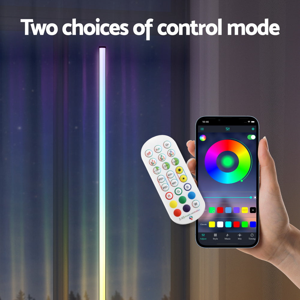 Artiss RGB LED Floor Lamp Remote Control Corner Light Stand Gaming Room 150CM-Furniture > Bedroom-PEROZ Accessories