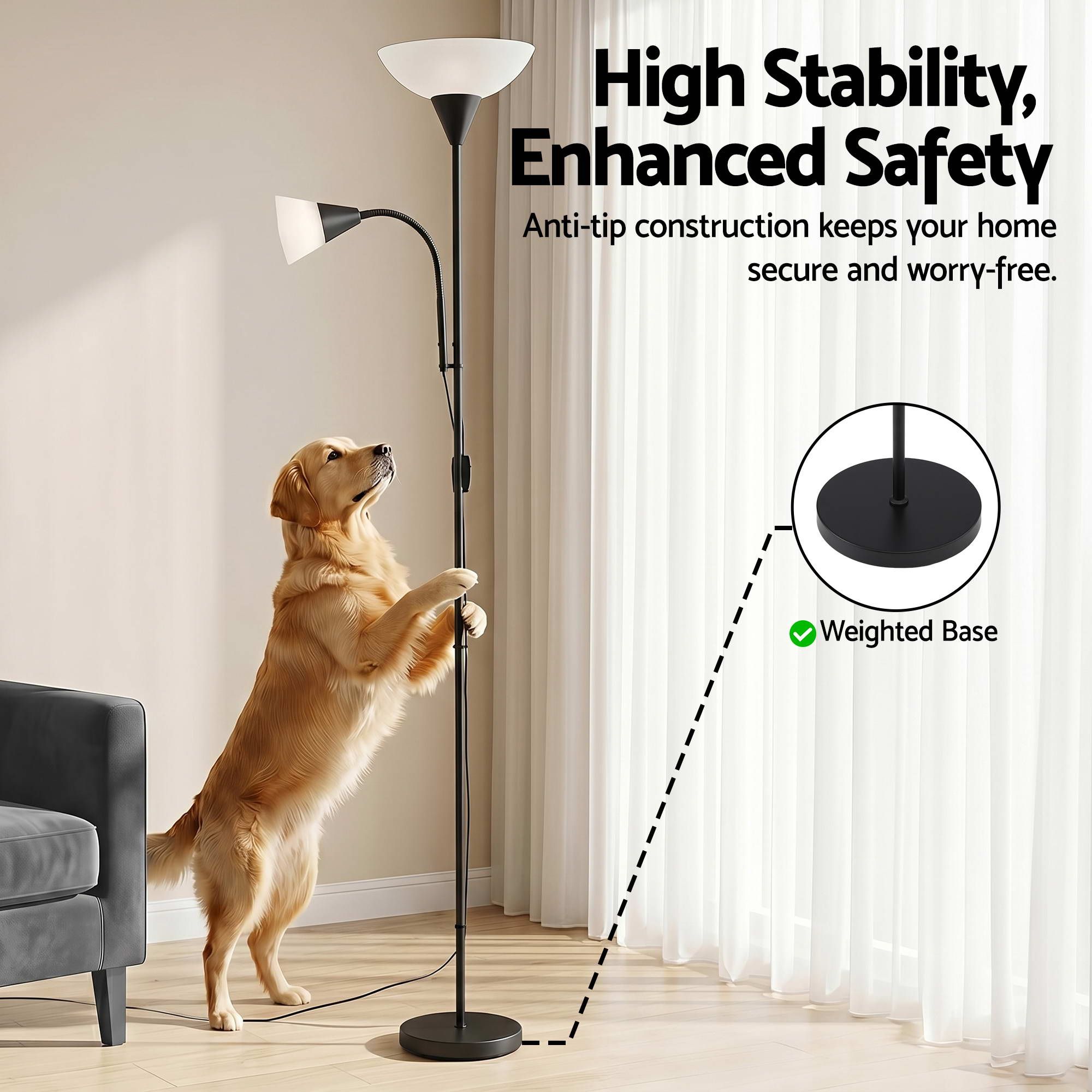 Artiss Floor Lamp Mother and Child Modern Home Living Room Office Reading Black-Home & Garden > Lighting > Floor Lamps-PEROZ Accessories