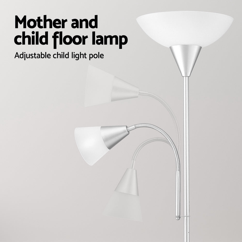 Artiss Floor Lamp Mother and Child Modern Home Living Room Office Reading Silver-Home & Garden > Lighting > Floor Lamps-PEROZ Accessories