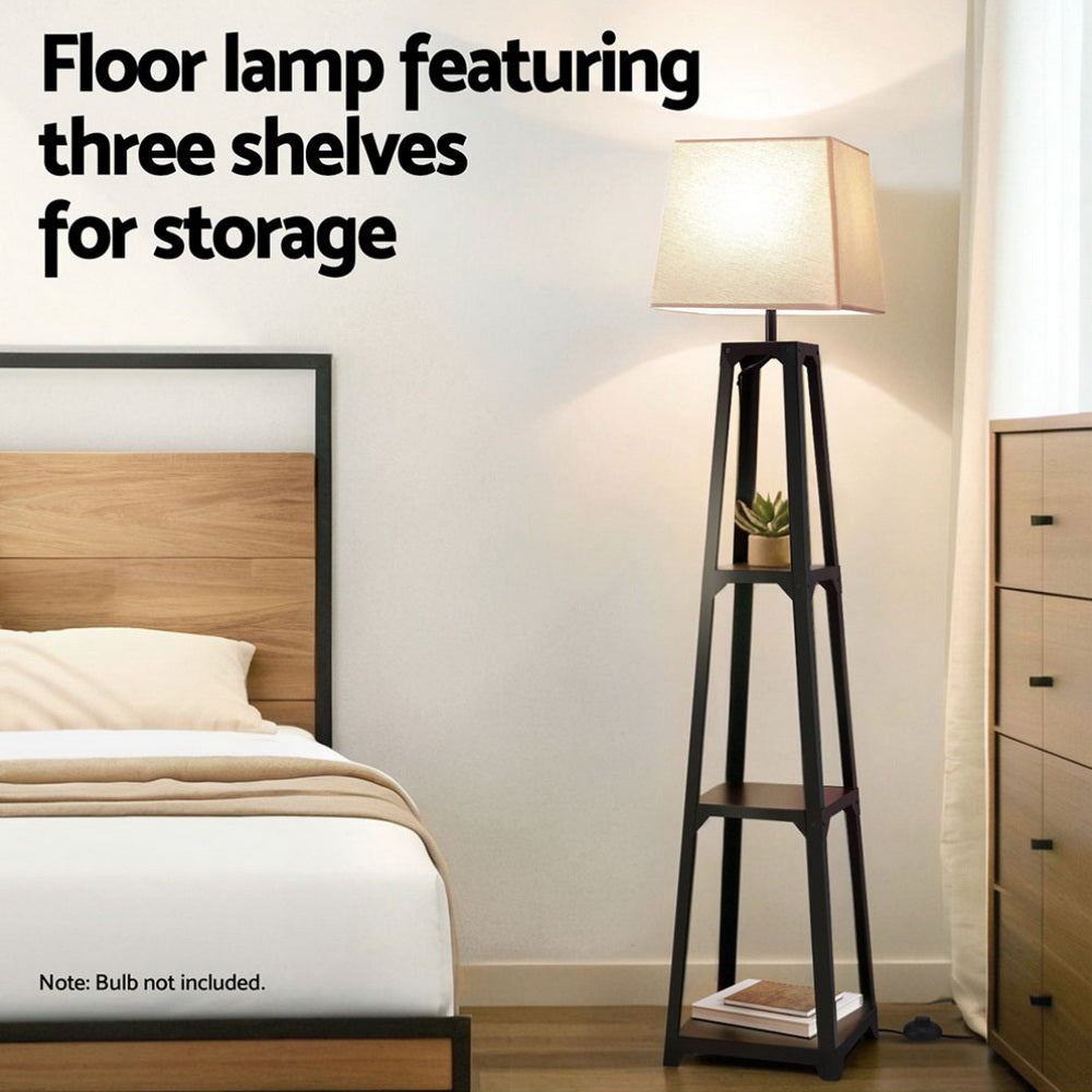 Artiss Floor Lamp 3 Tier Shelf Storage LED Light Stand Home Room Vintage White-Home & Garden > Lighting > Floor Lamps-PEROZ Accessories