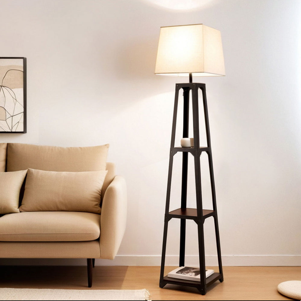 Artiss Floor Lamp 3 Tier Shelf Storage LED Light Stand Home Room Vintage White-Home & Garden > Lighting > Floor Lamps-PEROZ Accessories