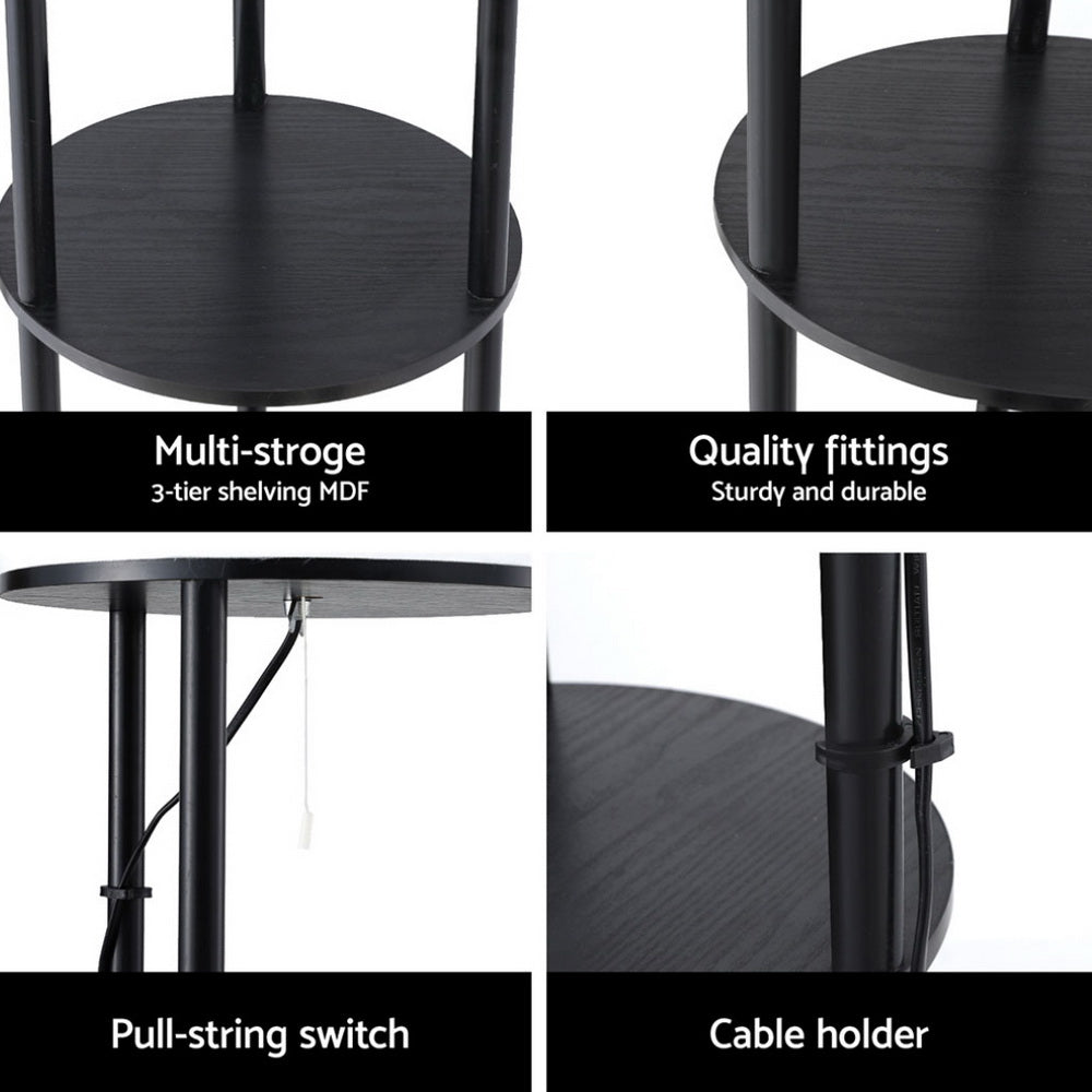 Artiss Floor Lamp 3 Tier Shelf Storage LED Light Stand Home Room Vintage Round-Home & Garden > Lighting > Floor Lamps-PEROZ Accessories