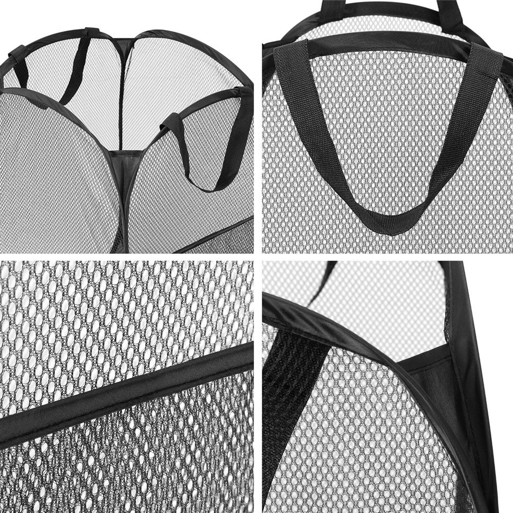 Artiss 2X Laundry Basket Hamper Foldable Black-Furniture > Bathroom-PEROZ Accessories