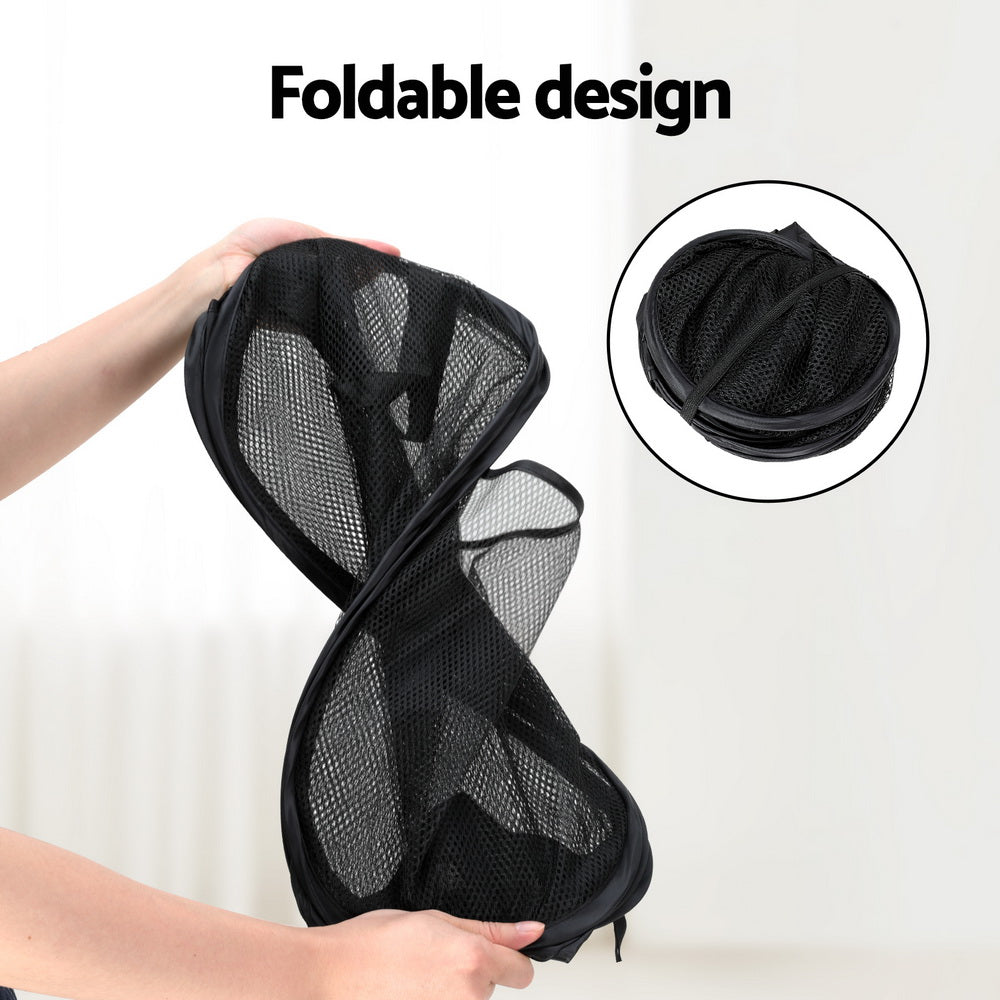 Artiss 2X Laundry Basket Hamper Foldable Black-Furniture > Bathroom-PEROZ Accessories