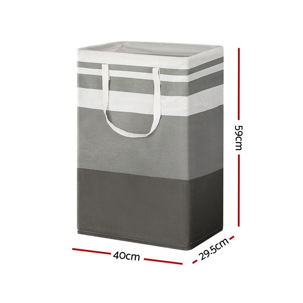 Artiss 2X Laundry Basket Hamper Foldable White Grey-Furniture > Bathroom-PEROZ Accessories