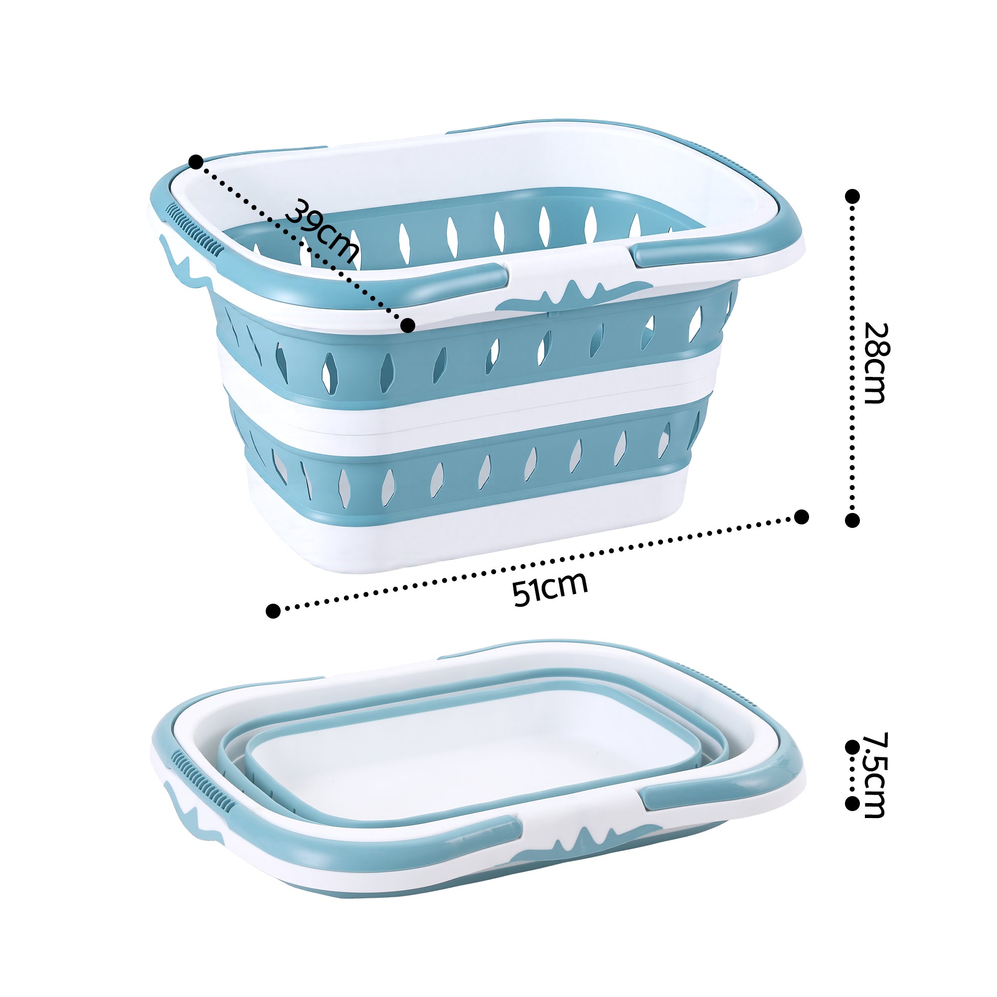 Artiss Laundry Basket Hamper Large Foldable Washing Clothes Storage Organiser Blue-Home & Garden > Laundry & Cleaning > Laundry Baskets-PEROZ Accessories