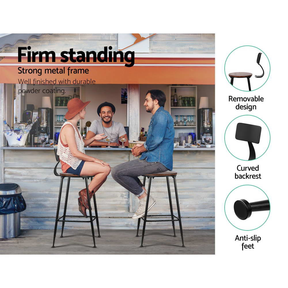 Artiss 2x Bar Stools Vintage Metal Chairs-Bar Stools-PEROZ Accessories