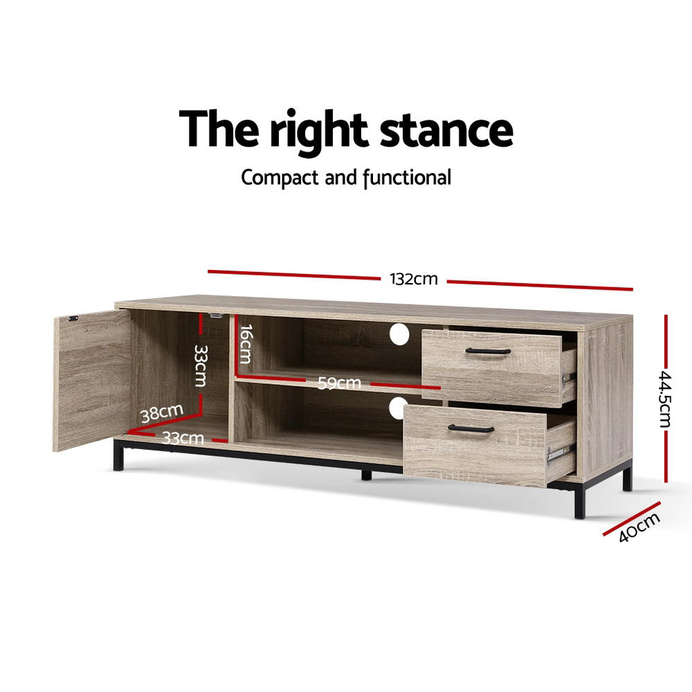 Artiss TV Cabinet Entertainment Unit 132cm Pine Tania-Entertainment Units-PEROZ Accessories