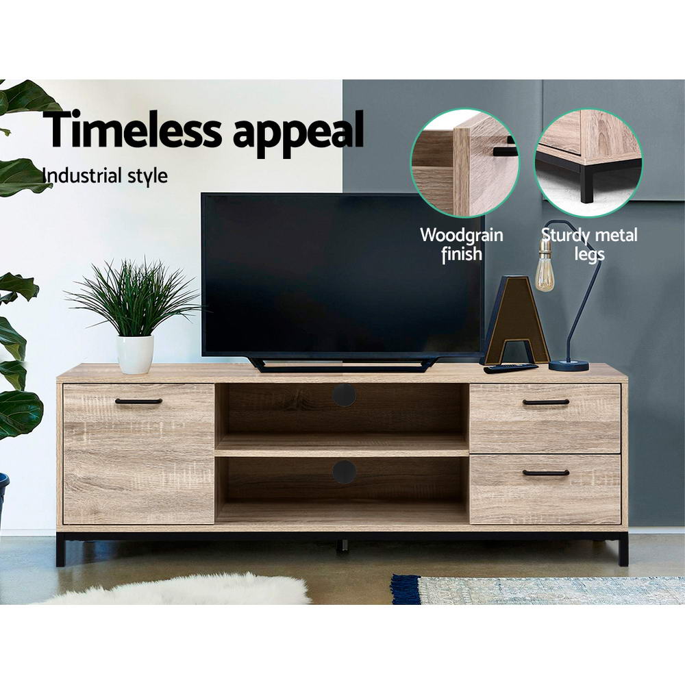 Artiss TV Cabinet Entertainment Unit 132cm Pine Tania-Entertainment Units-PEROZ Accessories