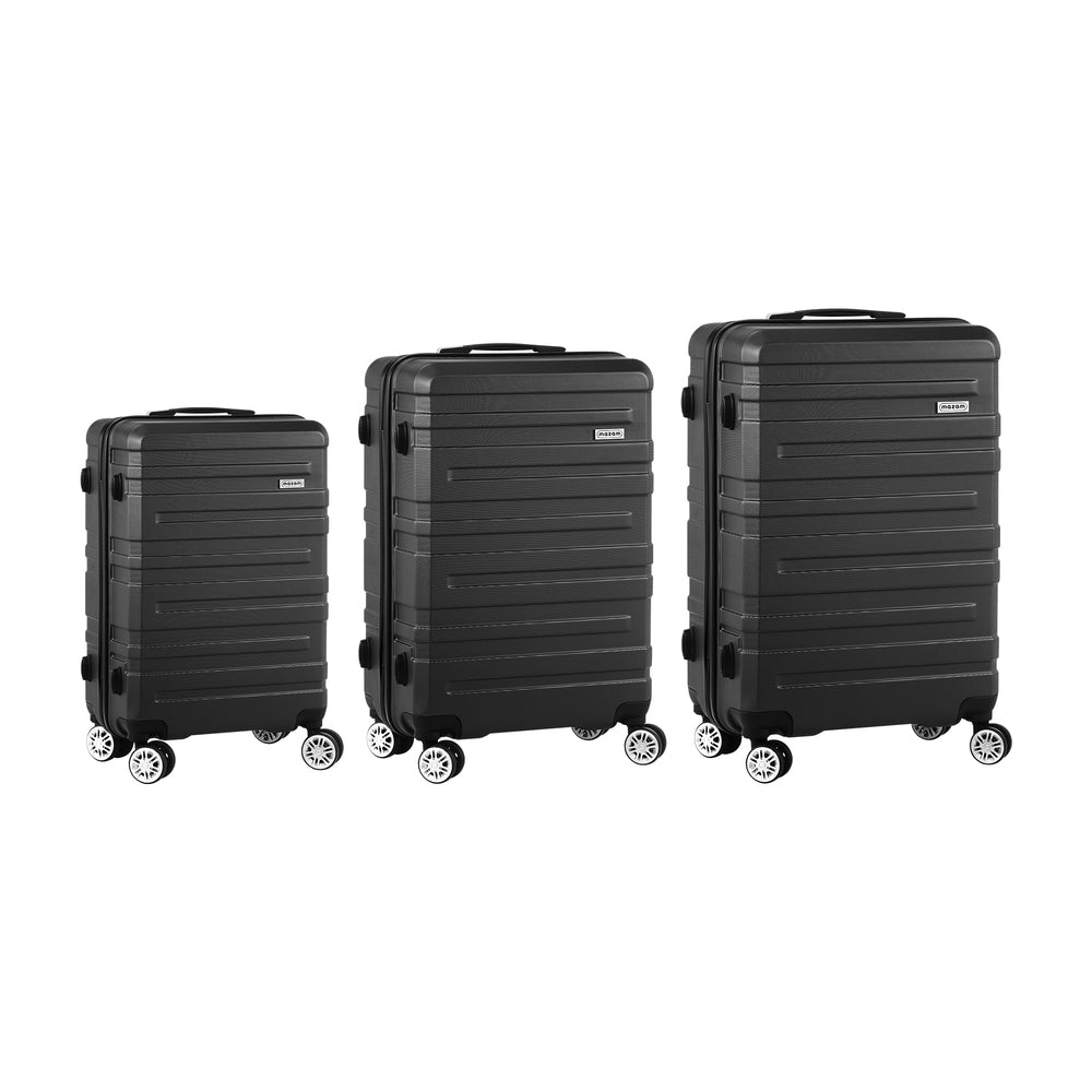 Mazam 3PCS Luggage Suitcase Trolley Set Travel TSA Lock Storage Hard Case Black-Luggage-PEROZ Accessories
