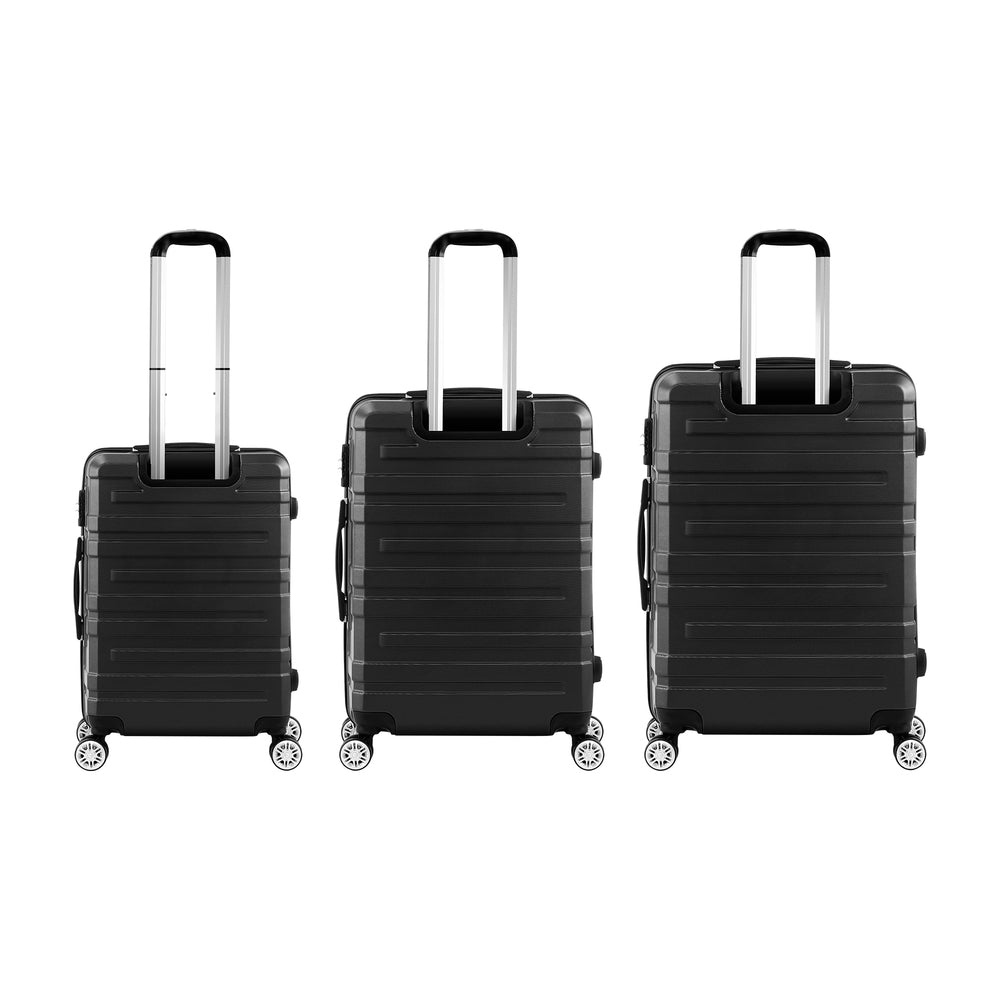 Mazam 3PCS Luggage Suitcase Trolley Set Travel TSA Lock Storage Hard Case Black-Luggage-PEROZ Accessories