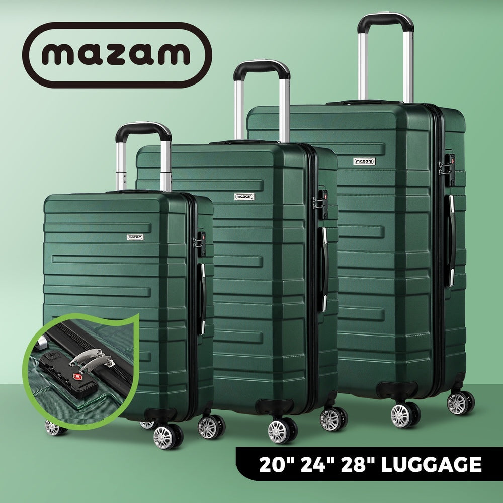 Mazam 3PCS Luggage Suitcase Trolley Set Travel TSA Lock Storage Hard Case Green-Luggage-PEROZ Accessories