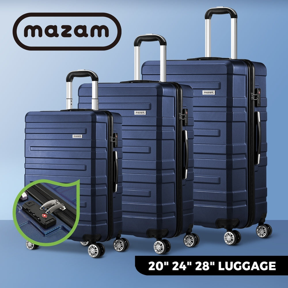 Mazam 3PCS Luggage Suitcase Trolley Set Travel TSA Lock Storage Hard Case Navy-Luggage-PEROZ Accessories