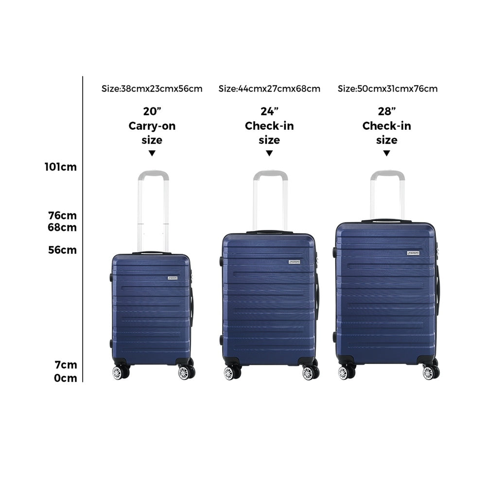 Mazam 3PCS Luggage Suitcase Trolley Set Travel TSA Lock Storage Hard Case Navy-Luggage-PEROZ Accessories