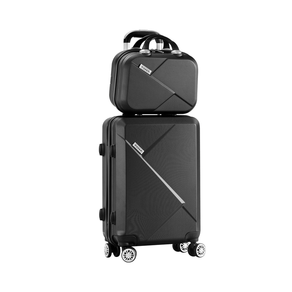 Mazam 2PCS Luggage Suitcase Trolley Set Travel TSA Lock Storage Hard Case Black-Luggage-PEROZ Accessories