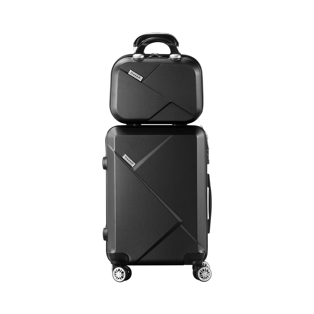 Mazam 2PCS Luggage Suitcase Trolley Set Travel TSA Lock Storage Hard Case Black-Luggage-PEROZ Accessories