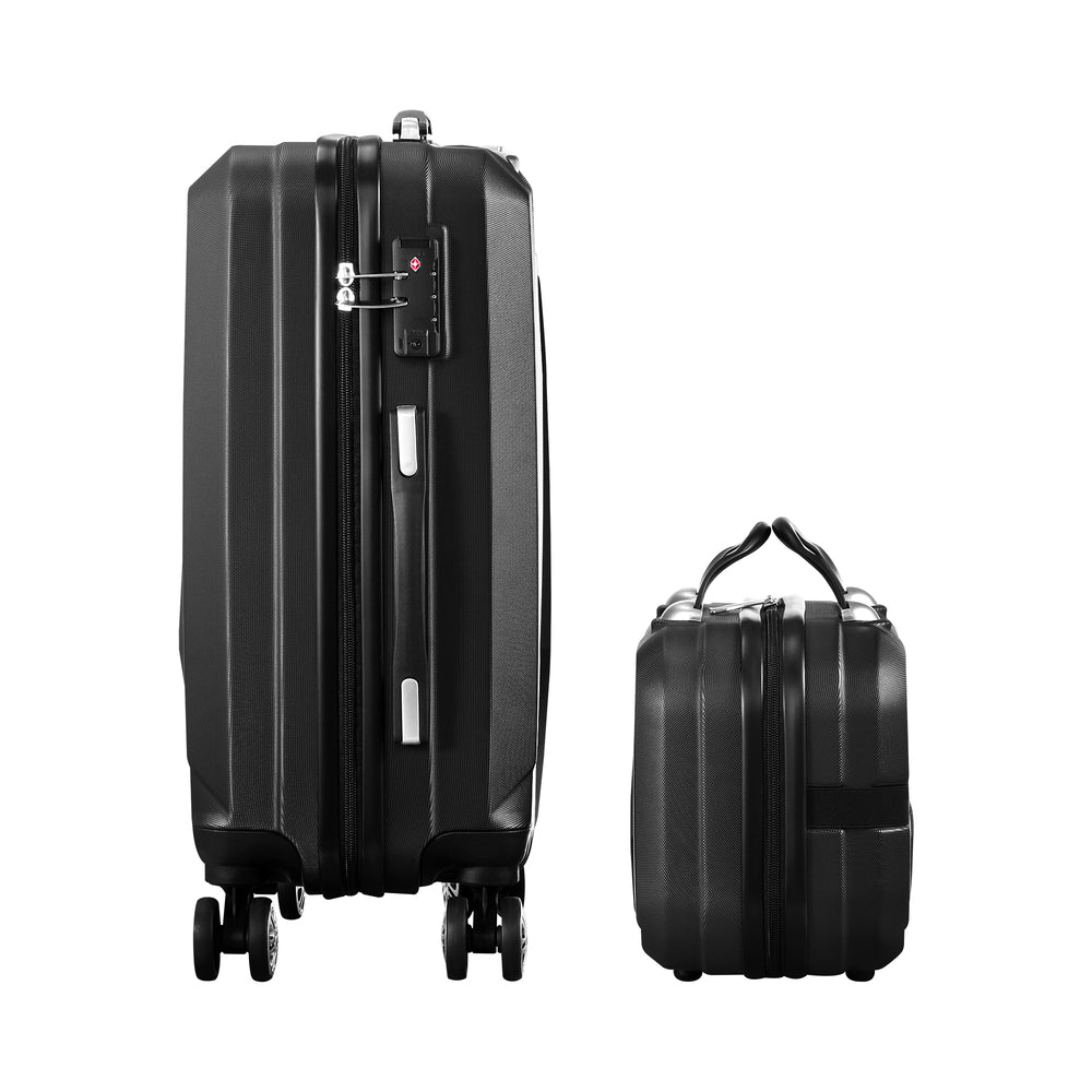 Mazam 2PCS Luggage Suitcase Trolley Set Travel TSA Lock Storage Hard Case Black-Luggage-PEROZ Accessories
