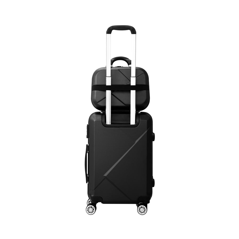 Mazam 2PCS Luggage Suitcase Trolley Set Travel TSA Lock Storage Hard Case Black-Luggage-PEROZ Accessories