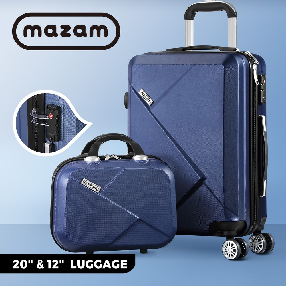 Mazam 2PCS Luggage Suitcase Trolley Set Travel TSA Lock Storage Hard Case Navy-Luggage-PEROZ Accessories