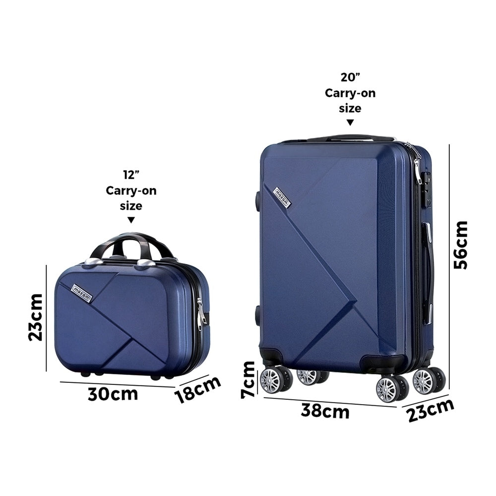 Mazam 2PCS Luggage Suitcase Trolley Set Travel TSA Lock Storage Hard Case Navy-Luggage-PEROZ Accessories
