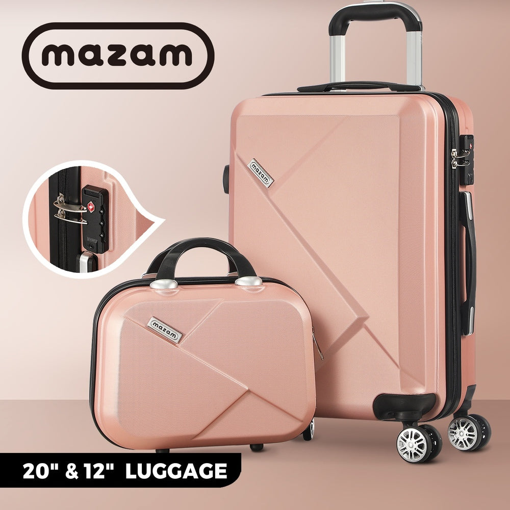 Mazam 2PCS Luggage Suitcase Trolley Set Travel TSA Lock Storage Hard Case Pink-Luggage-PEROZ Accessories