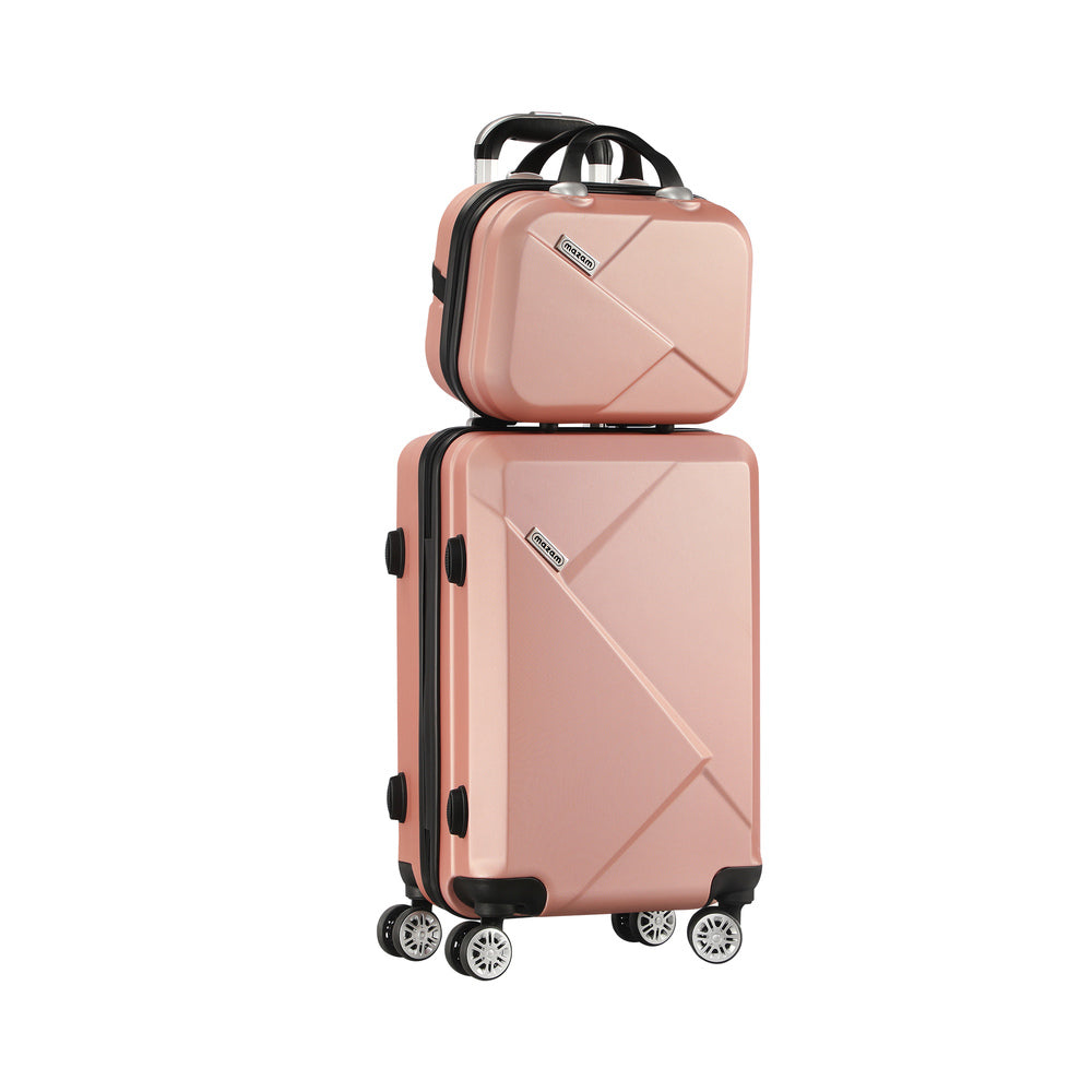 Mazam 2PCS Luggage Suitcase Trolley Set Travel TSA Lock Storage Hard Case Pink-Luggage-PEROZ Accessories