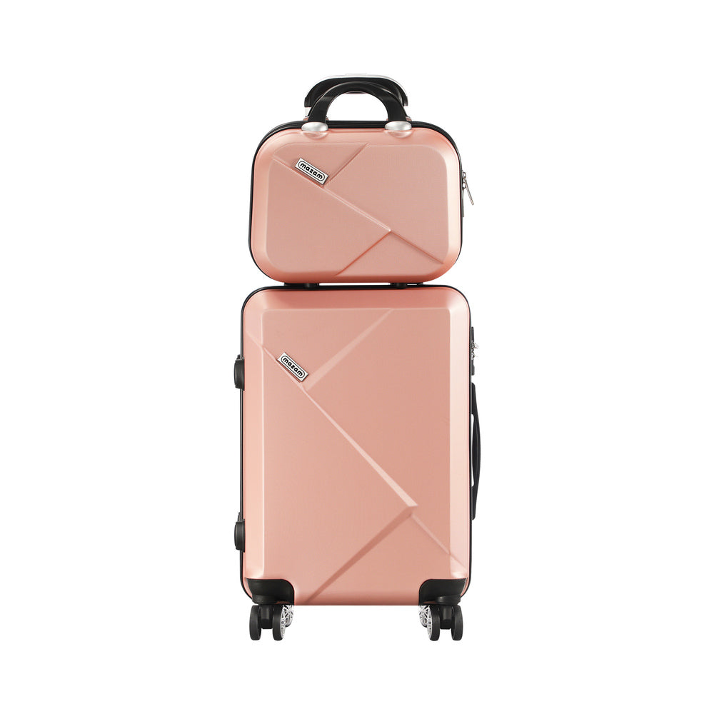 Mazam 2PCS Luggage Suitcase Trolley Set Travel TSA Lock Storage Hard Case Pink-Luggage-PEROZ Accessories