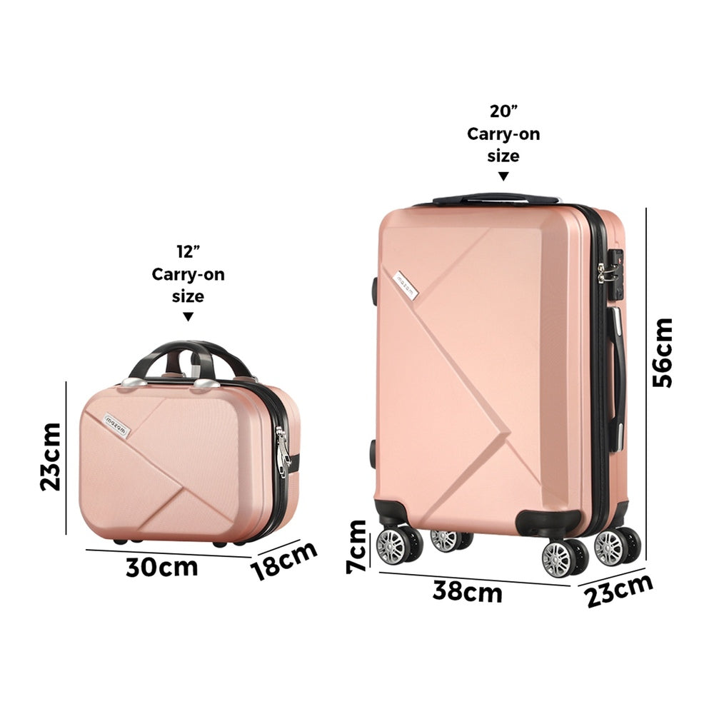 Mazam 2PCS Luggage Suitcase Trolley Set Travel TSA Lock Storage Hard Case Pink-Luggage-PEROZ Accessories