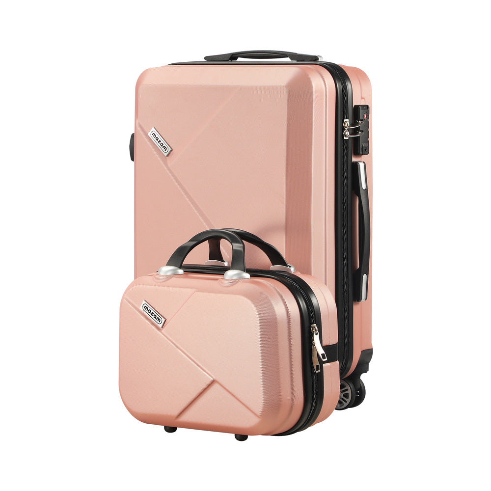Mazam 2PCS Luggage Suitcase Trolley Set Travel TSA Lock Storage Hard Case Pink-Luggage-PEROZ Accessories