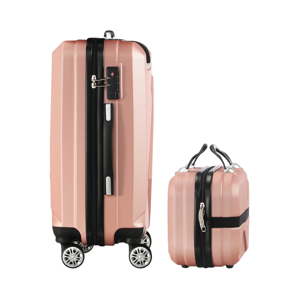 Mazam 2PCS Luggage Suitcase Trolley Set Travel TSA Lock Storage Hard Case Pink-Luggage-PEROZ Accessories