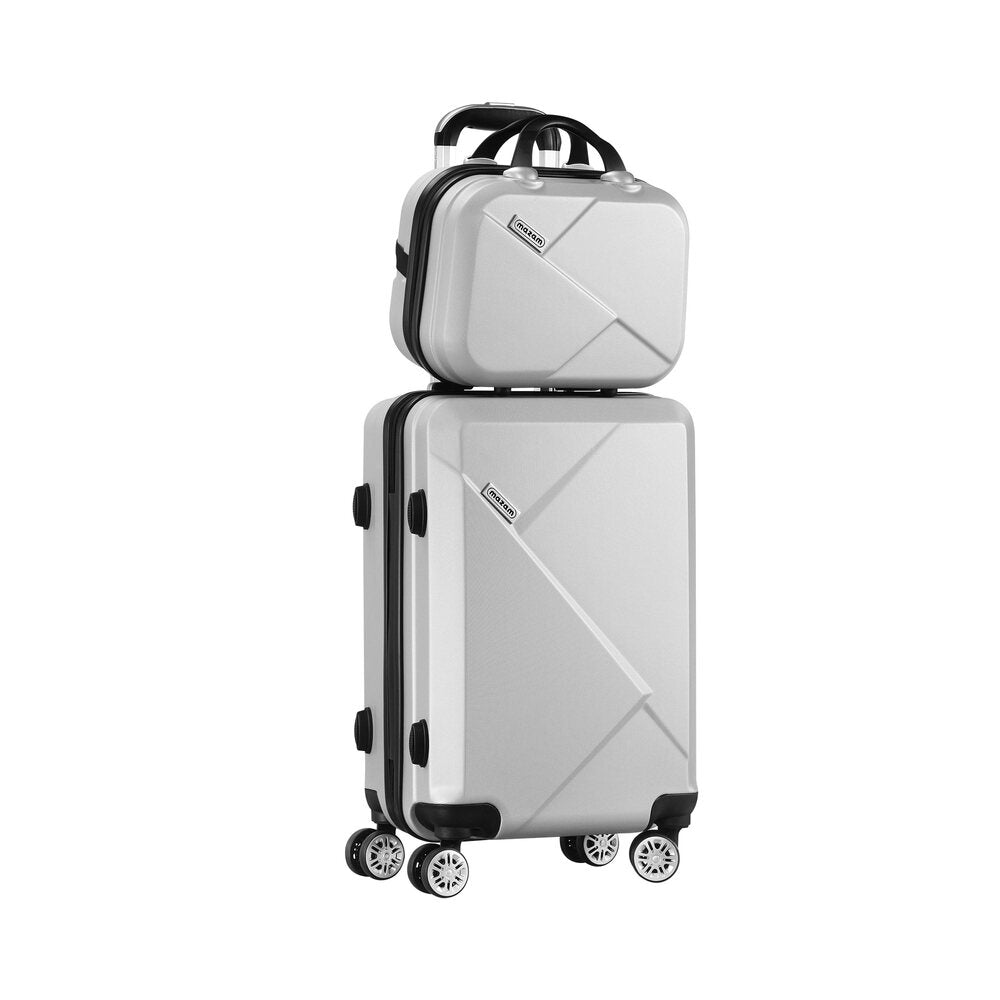 Mazam 2PCS Luggage Set TSA Lock Hard Case Silver-Luggage Sets-PEROZ Accessories
