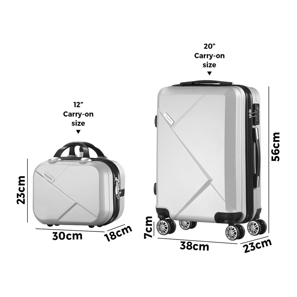 Mazam 2PCS Luggage Set TSA Lock Hard Case Silver-Luggage Sets-PEROZ Accessories