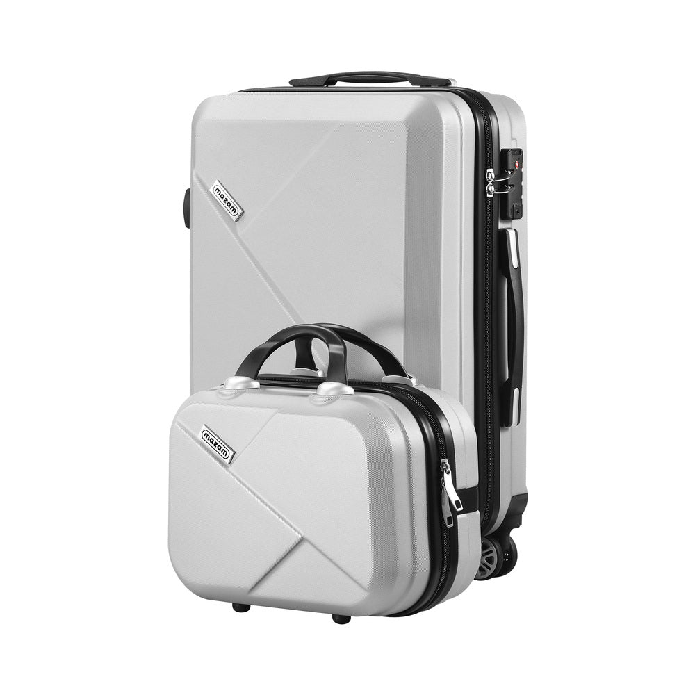 Mazam 2PCS Luggage Set TSA Lock Hard Case Silver-Luggage Sets-PEROZ Accessories