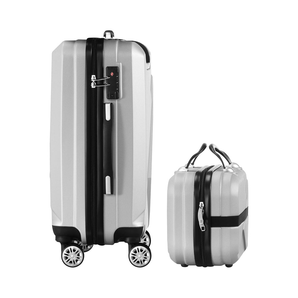 Mazam 2PCS Luggage Set TSA Lock Hard Case Silver-Luggage Sets-PEROZ Accessories