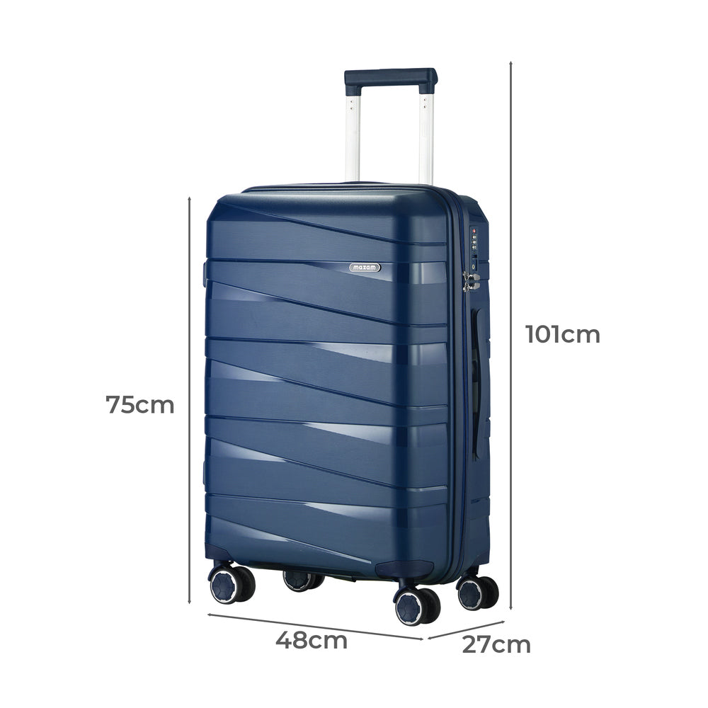 Mazam 28" Luggage Set Travel TSA Lock PP Case Navy-Luggage Sets-PEROZ Accessories