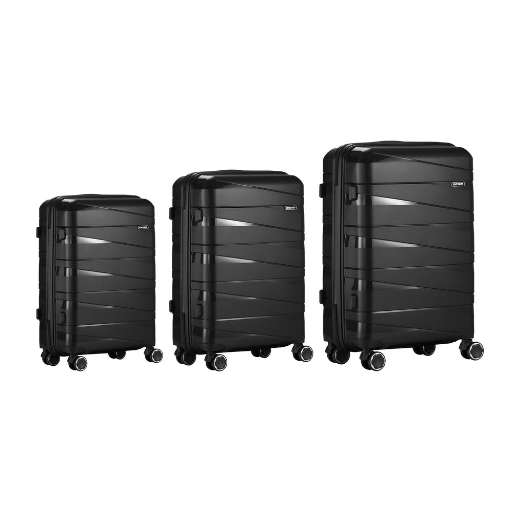 Mazam 3PCS Luggage Set Travel TSA Lock PP Case Black-Luggage Sets-PEROZ Accessories