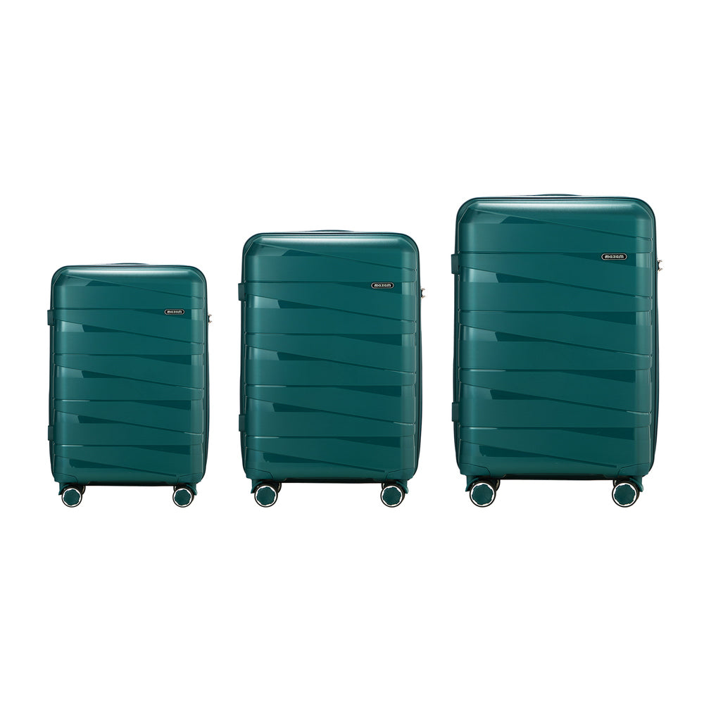 Mazam 3PCS Luggage Set Travel TSA Lock PP Case Green-Luggage Sets-PEROZ Accessories